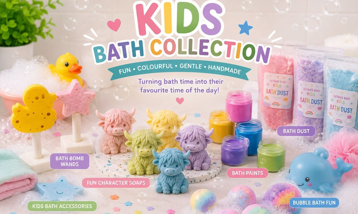 kids bath collection  handcrafted in Queensland by Outback Body Products 