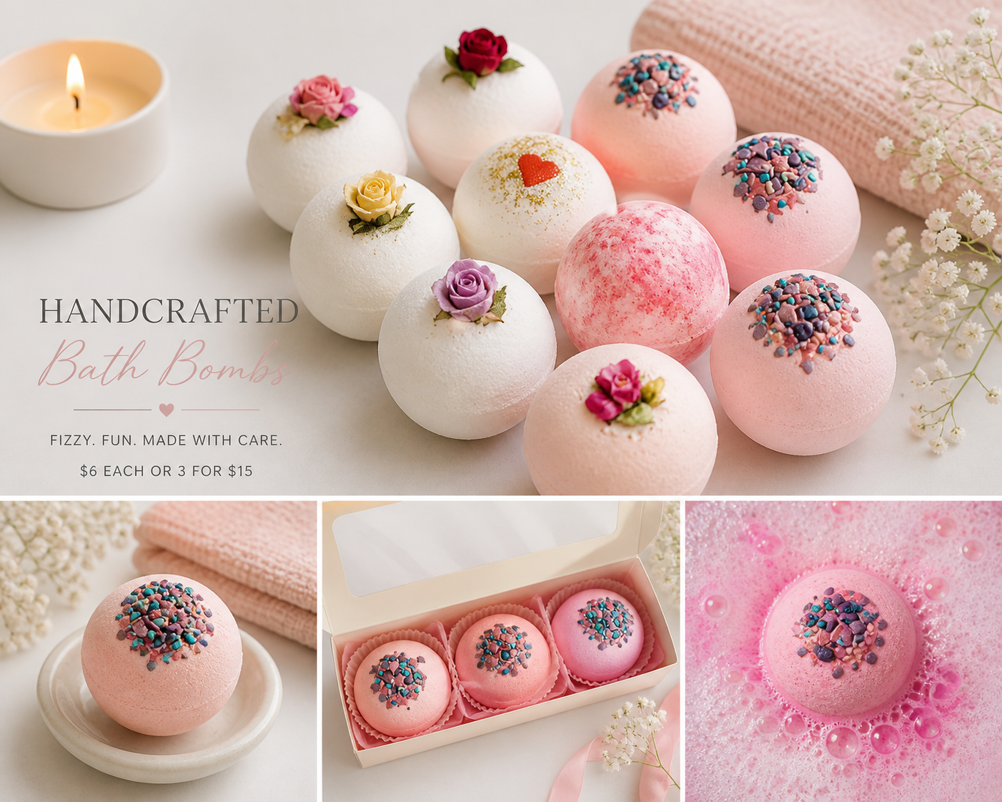 Handmade bath bomb by Outback Body Products