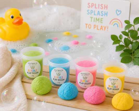 Bubble playdough bath product by Outback Body Products