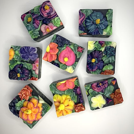 tropical flowers soap bars