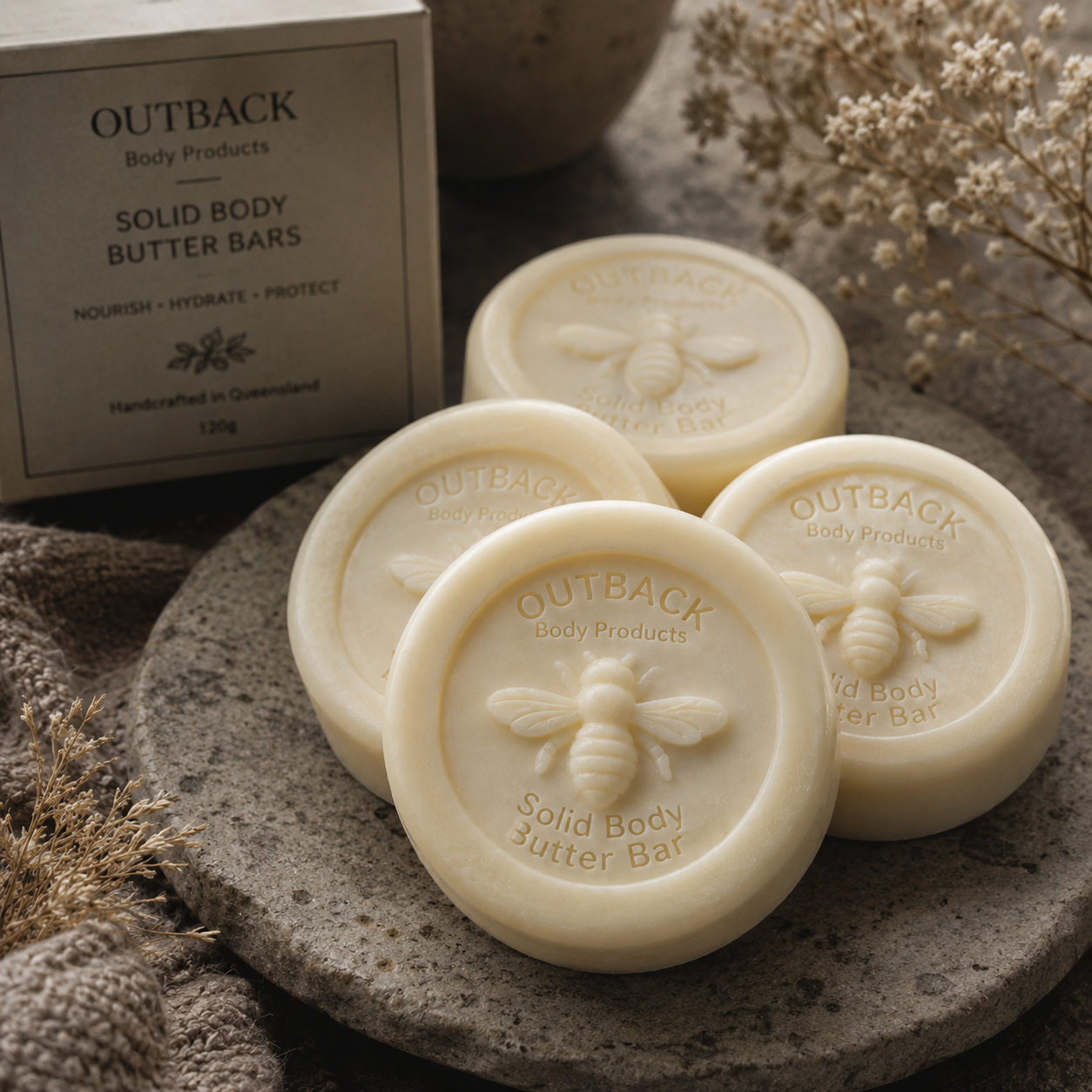Handcrafted solid body butter by Outback Body Products